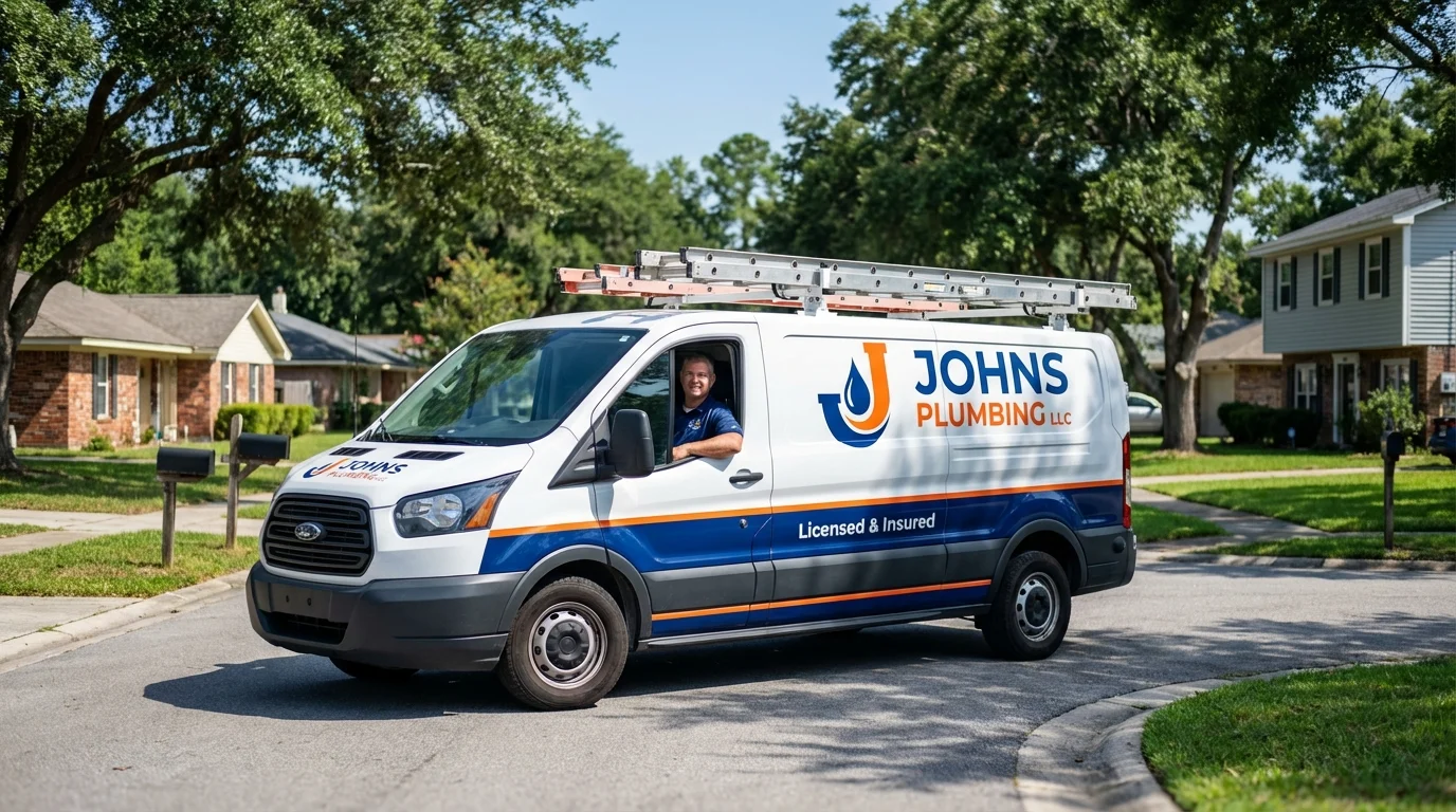 Johns Plumbing LLC service van in Fort Oglethorpe, GA