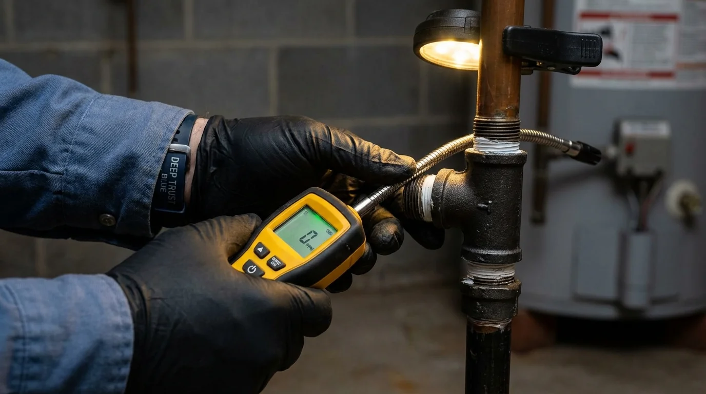 Gas leak detection with electronic sniffer by Johns Plumbing LLC in Fort Oglethorpe