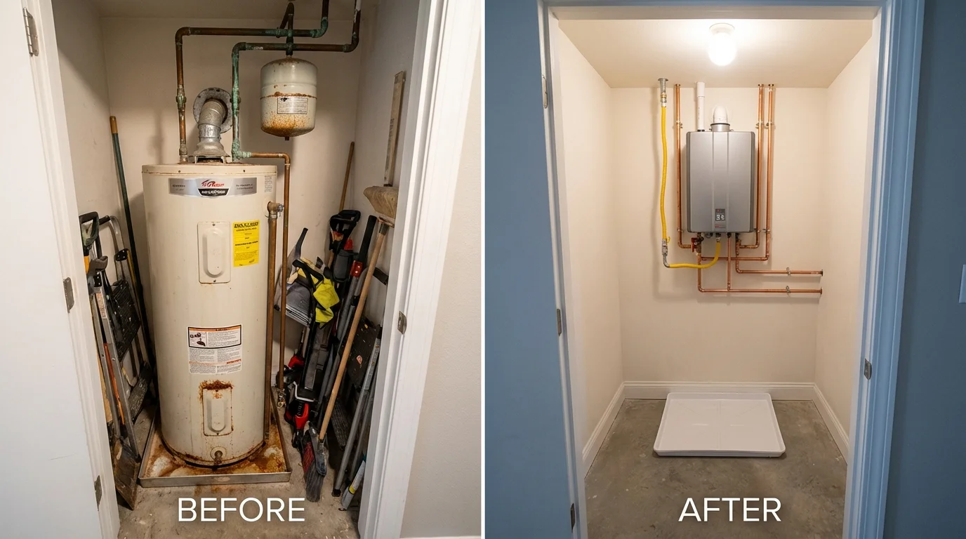Tank water heater versus wall-mounted tankless unit comparison for Fort Oglethorpe, GA homeowners