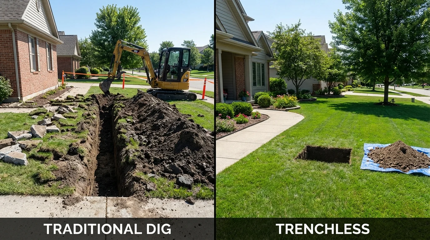 Trenchless sewer repair with minimal yard damage versus traditional excavation in Fort Oglethorpe, GA